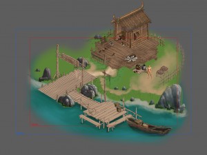 cangwu mountain tribe - ferry - house 3D 모델