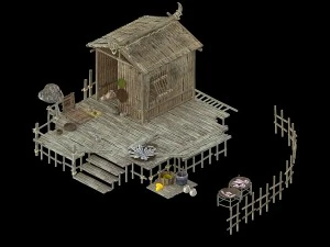 cangwu mountain tribe - ferry - house 3D Model