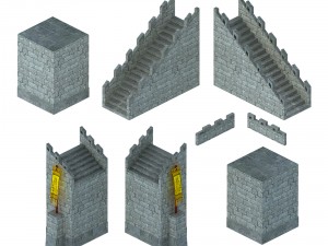 city gate - wall - accessories Model 3D