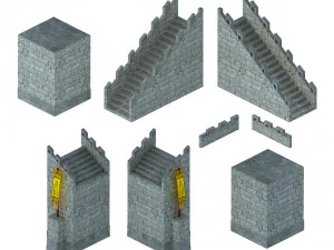 city gate - wall - accessories 3D Model
