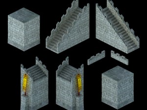 city gate - wall - accessories Modèle 3D