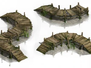 meer - houten brug 3D Model