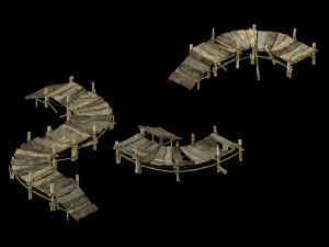 lake - wooden bridge 3D Model