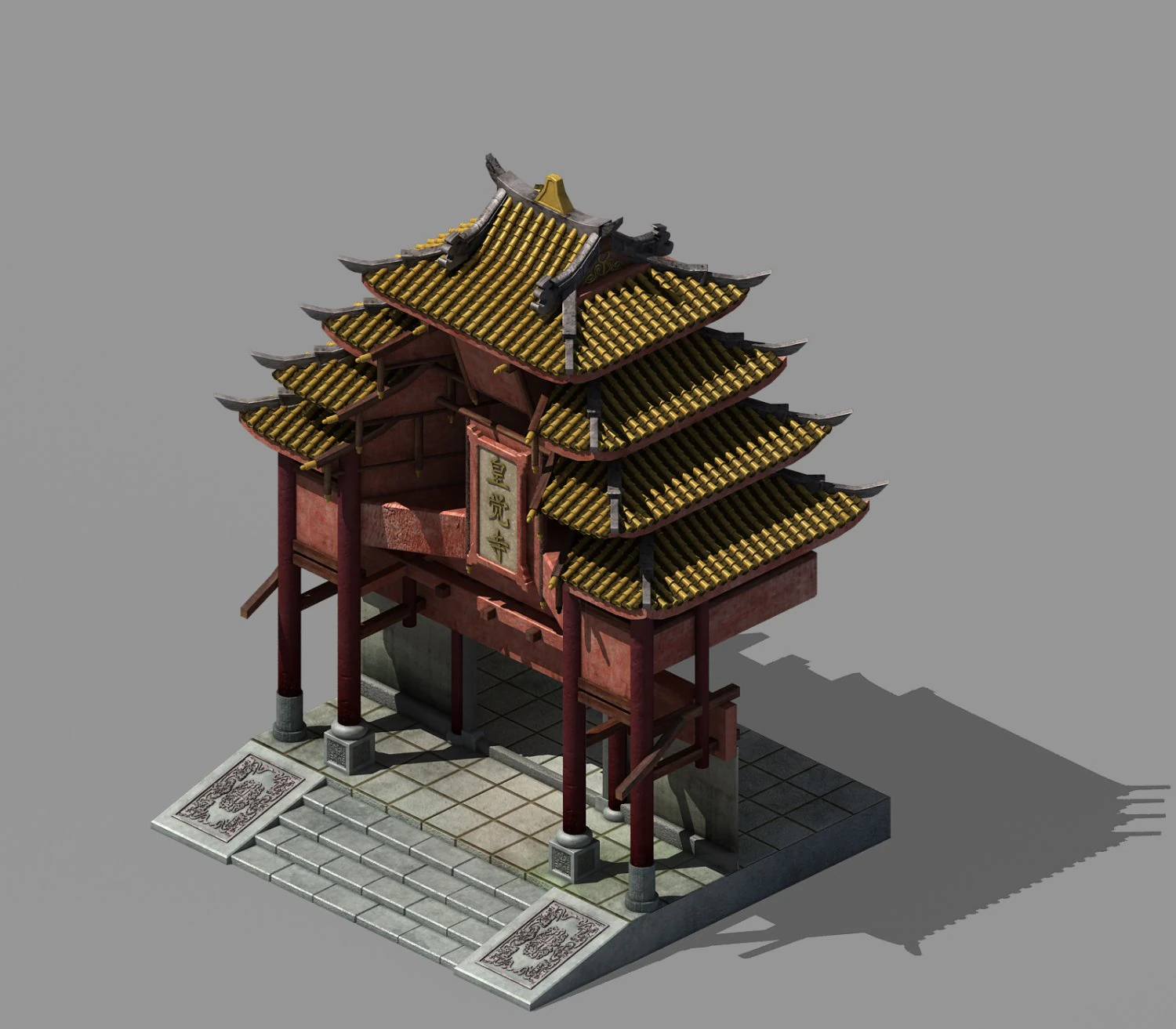 capital city planning - temple gate 3D Model .c4d .max .obj .3ds .fbx .stl .blend