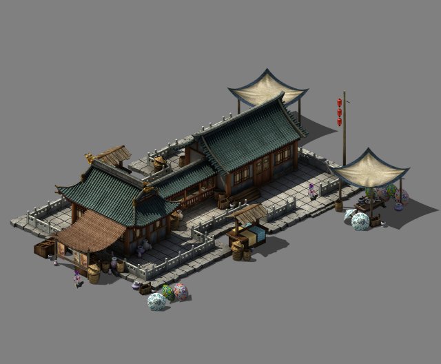 beijing city planning - small shops Model 3D .c4d .max .obj .3ds .fbx .stl .blend 