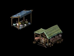 city small store - pork shop 3D Model