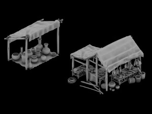 city small store - pork shop 3D Model