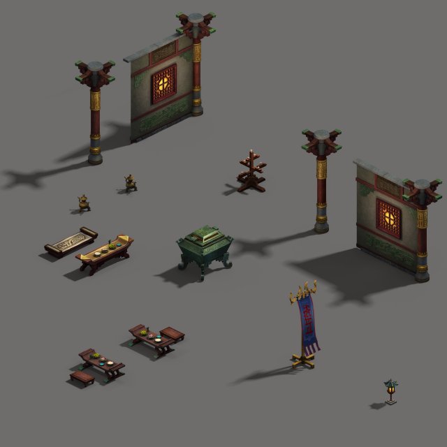 senior gang - interior furniture 01 3D Model .c4d .max .obj .3ds .fbx .stl .blend