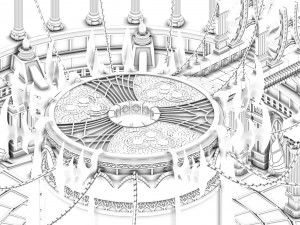luxury gold center altar 3D Model