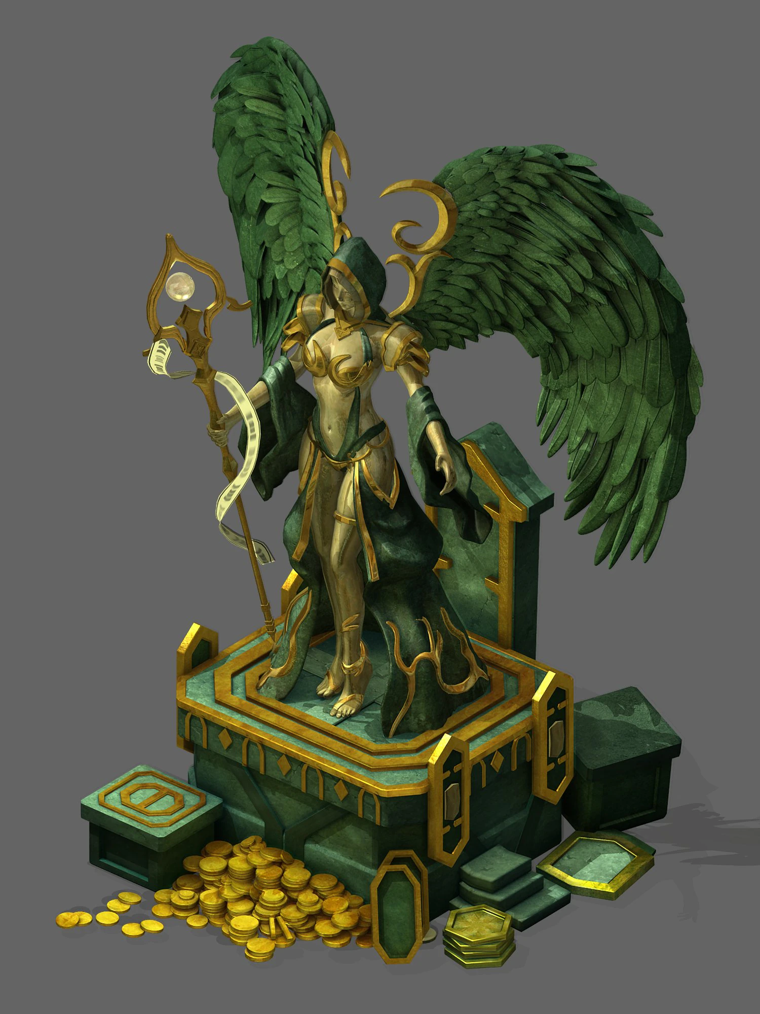 dragon lair - statue of war goddess 3D Model .c4d .max .obj .3ds .fbx .stl .blend 