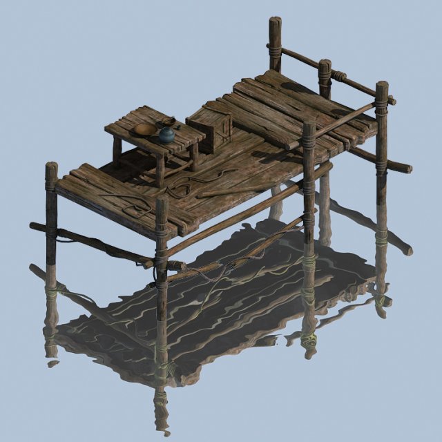 wooden board - small pier 3D 모델 .c4d .max .obj .3ds .fbx .stl .blend 