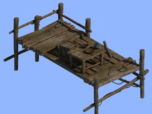 wooden board - small pier 3D Model