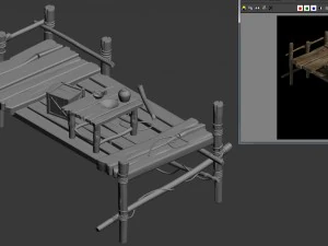 wooden board - small pier 3D Model