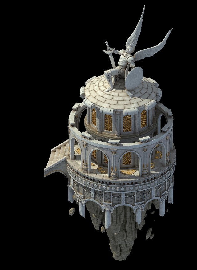 god of the country - white small turret 3D 模型 .c4d .max .obj .3ds .fbx .stl .blend 