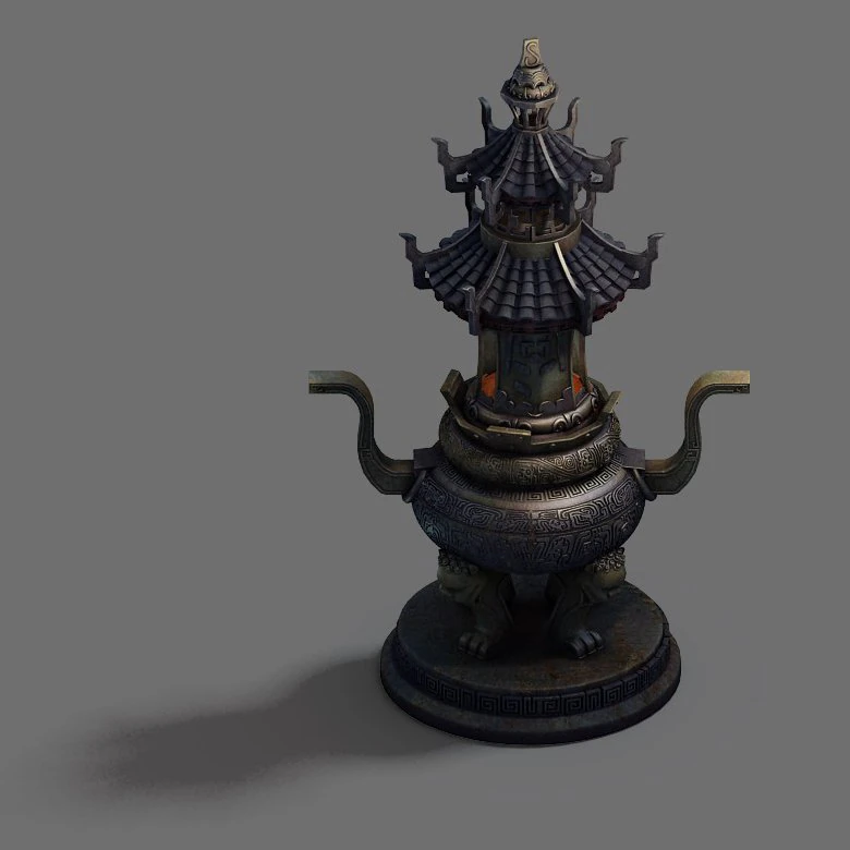 indoor - incense burner 3D Model .c4d .max .obj .3ds .fbx .stl .blend 