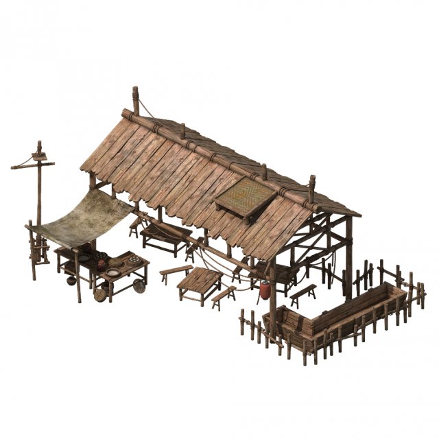 inn - tea - snacks - shops 3D Model .c4d .max .obj .3ds .fbx .stl .blend 