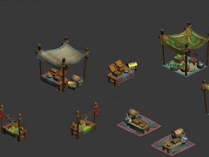 stall - jewelry - vegetables - paintings and calligraphy Modelo 3D