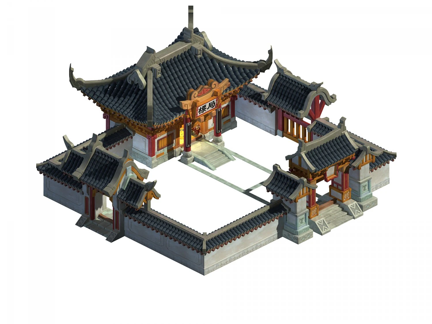 ancient capital building - escort 3D Model .c4d .max .obj .3ds .fbx .stl .blend 