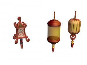 ancient capital building - lanterns 02 Model 3D
