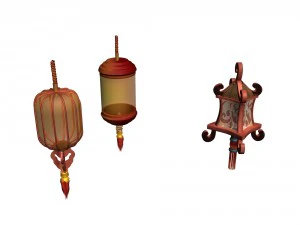 ancient capital building - lanterns 02 3D Model