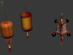 ancient capital building - lanterns 02 3D Model