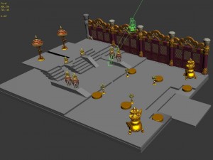 ancient capital building - royal palace floor - right side wall 3D Model