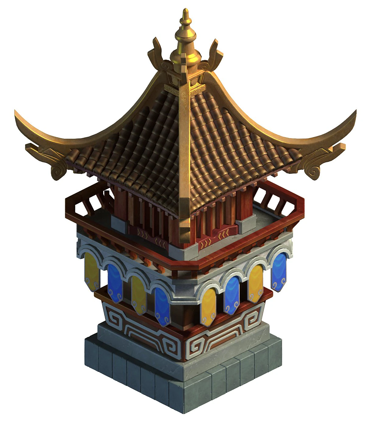 ancient capital building - royal palace tower 3D Model .c4d .max .obj .3ds .fbx .stl .blend 