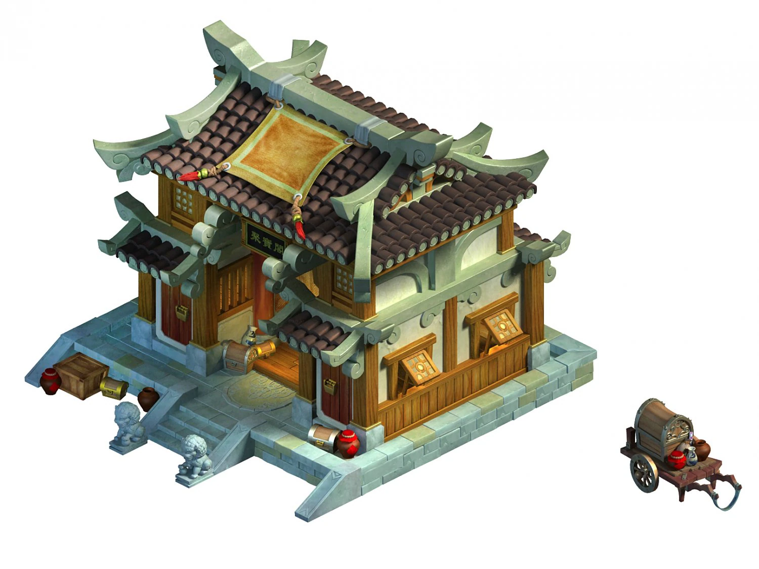 ancient capital architecture - treasure court 3D Model .c4d .max .obj .3ds .fbx .stl .blend 