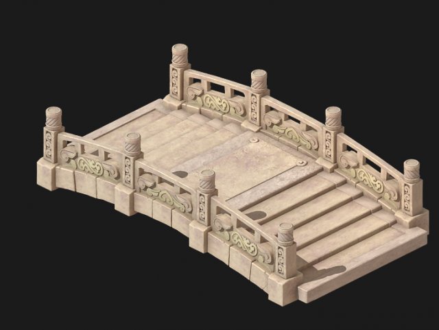 cartoon city - stone bridge 18 3D Model .c4d .max .obj .3ds .fbx .stl .blend 