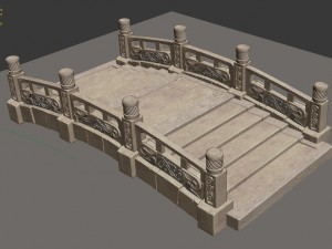 cartoon city - stone bridge 18 3D Model