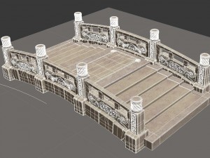 cartoon city - stone bridge 18 3D Model