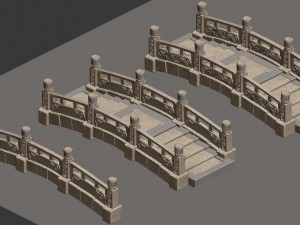 cartoon city - stone bridge 19 3D Model