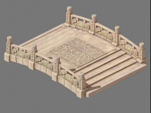 cartoon city - stone bridge 20 3D Model