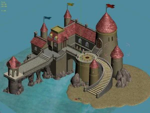 cartoon underwater city - island castle 3D Model