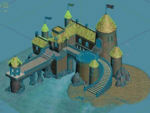 cartoon underwater city - island castle 3D Model