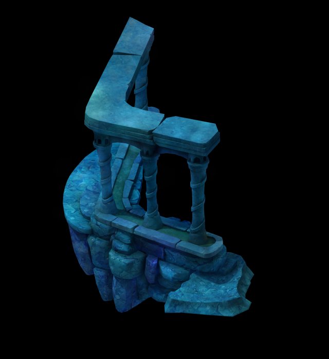 cartoon underwater city - underwater castle pillars Modelo 3D .c4d .max .obj .3ds .fbx .stl .blend 