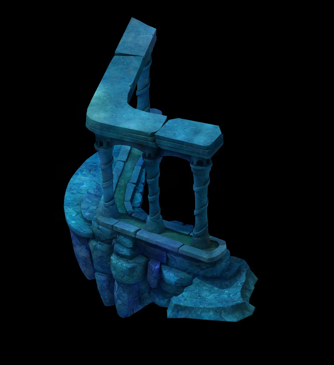 cartoon underwater city - underwater castle pillars 3D Model .c4d .max .obj .3ds .fbx .stl .blend