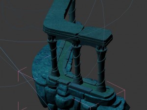 cartoon underwater city - underwater castle pillars Modelo 3D