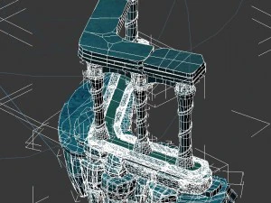 cartoon underwater city - underwater castle pillars 3D Model