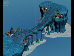 cartoon underwater city - royal bridge Model 3D