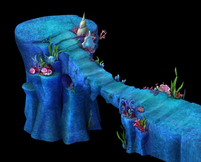 cartoon underwater city - palace bridge 02 3D Model .c4d .max .obj .3ds .fbx .stl .blend 