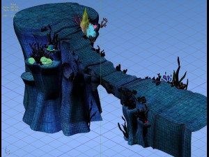 cartoon underwater city - palace bridge 02 3D Model