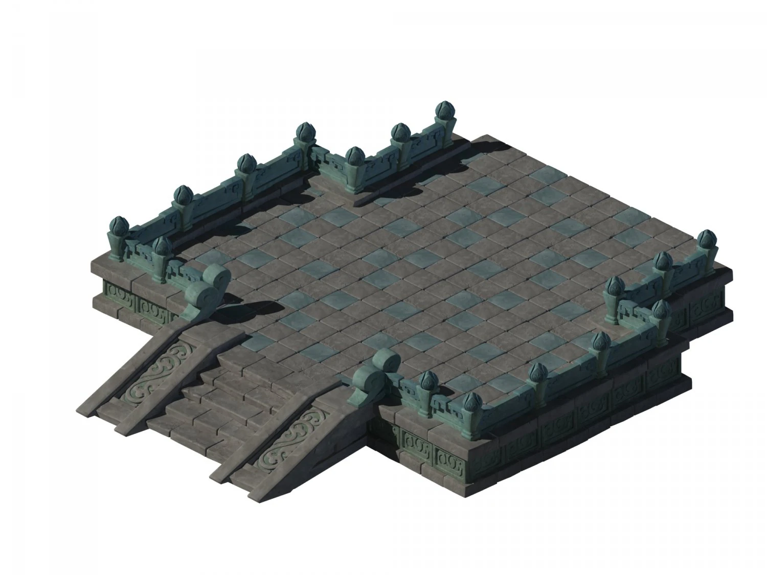 kunlun - square big base 02 3D Model .c4d .max .obj .3ds .fbx .stl .blend