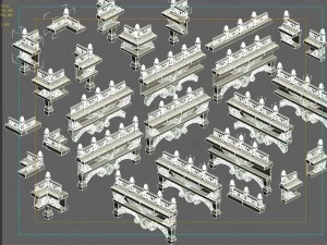 kunlun - square railings 01 3D Model
