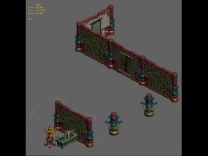 leifeng tower - partition wall - debris 02 3D Model