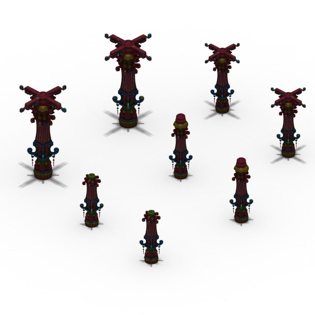 lei fengta - the third floor pillars 3D Model .c4d .max .obj .3ds .fbx .stl .blend 