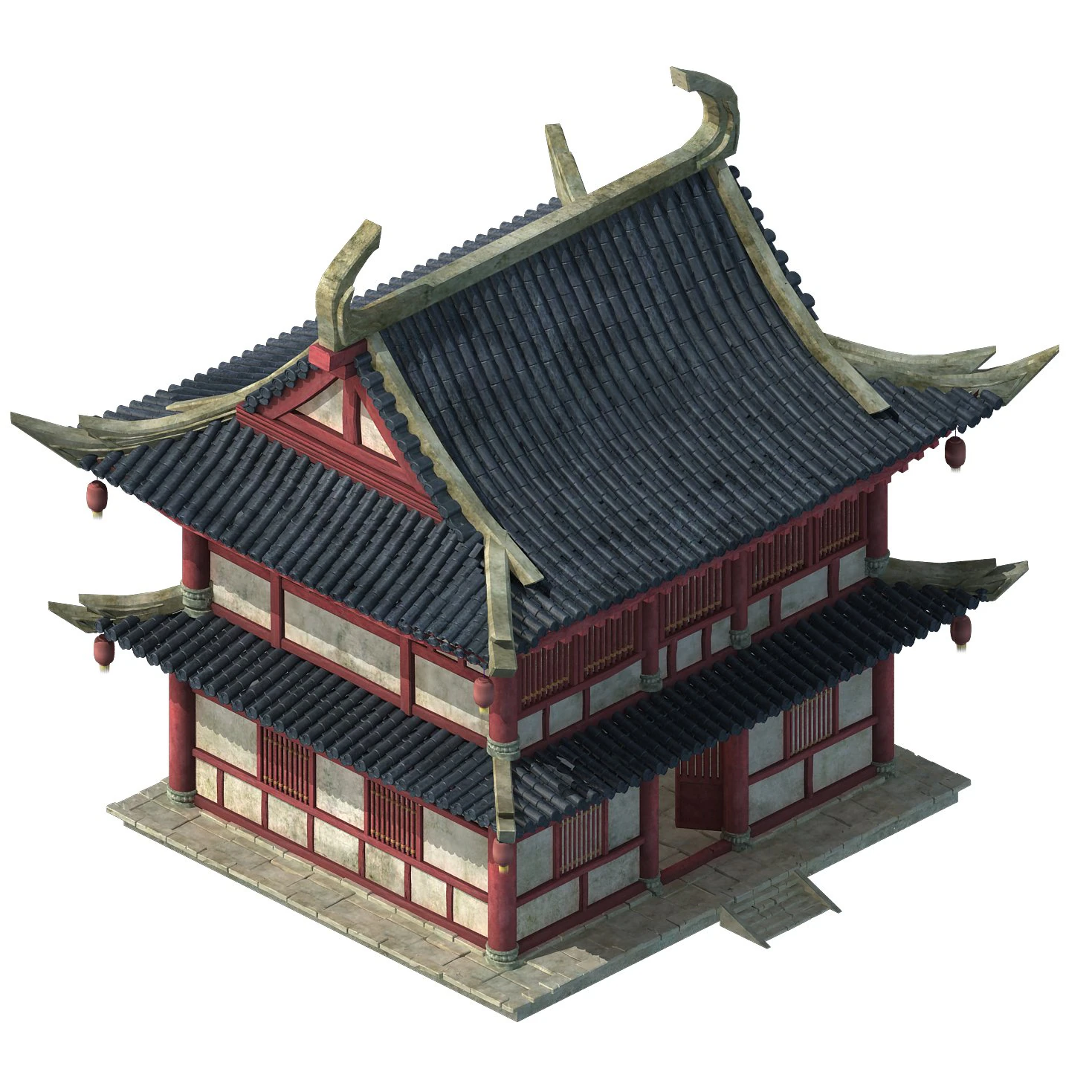 city building - hotel - inn 043 3D Model .c4d .max .obj .3ds .fbx .stl .blend