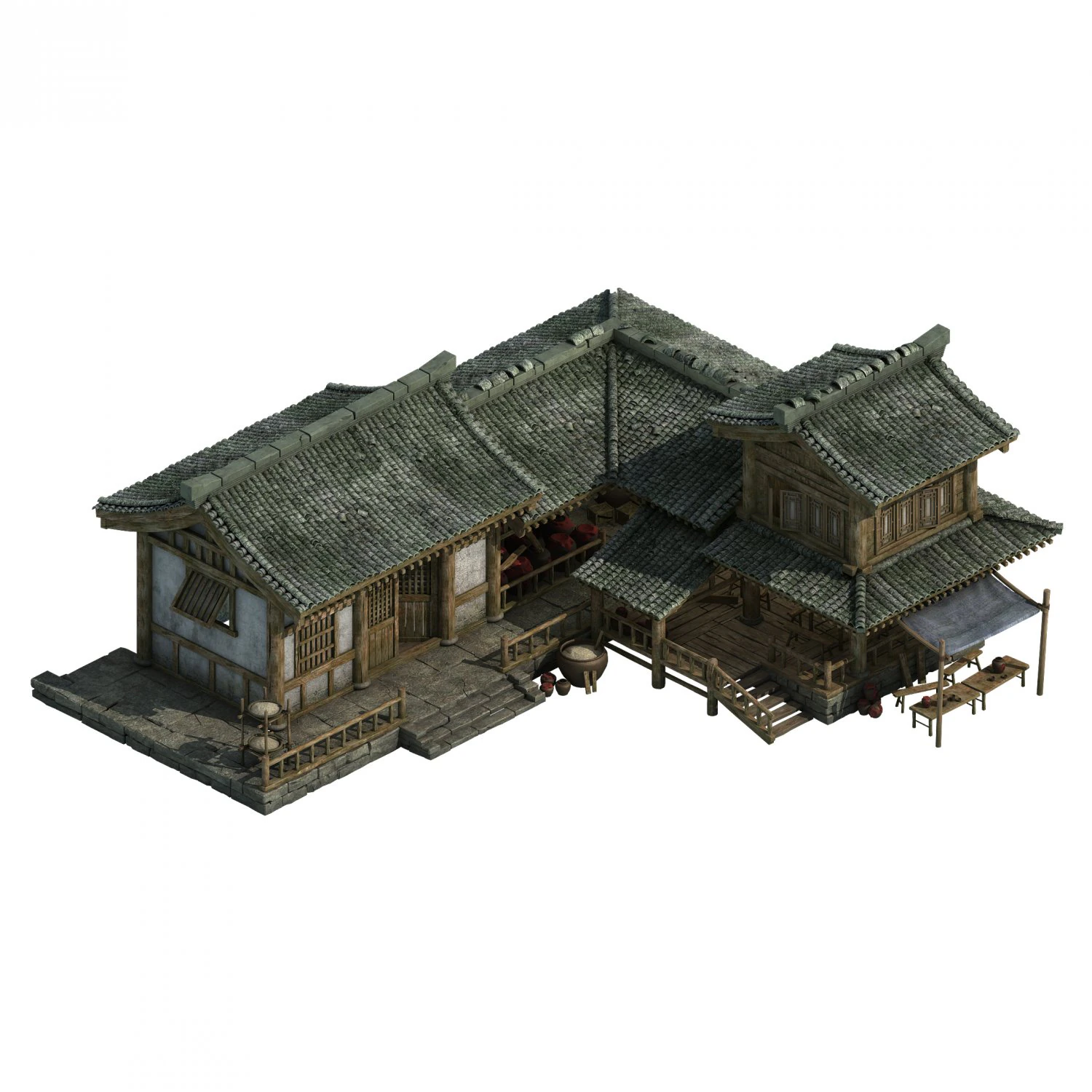city building - wine stores 03 3D Model .c4d .max .obj .3ds .fbx .stl .blend 
