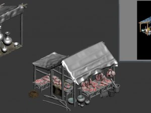 city small store - pork shop 3D Model