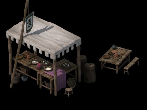 small town shops - buns shop 3D Model
